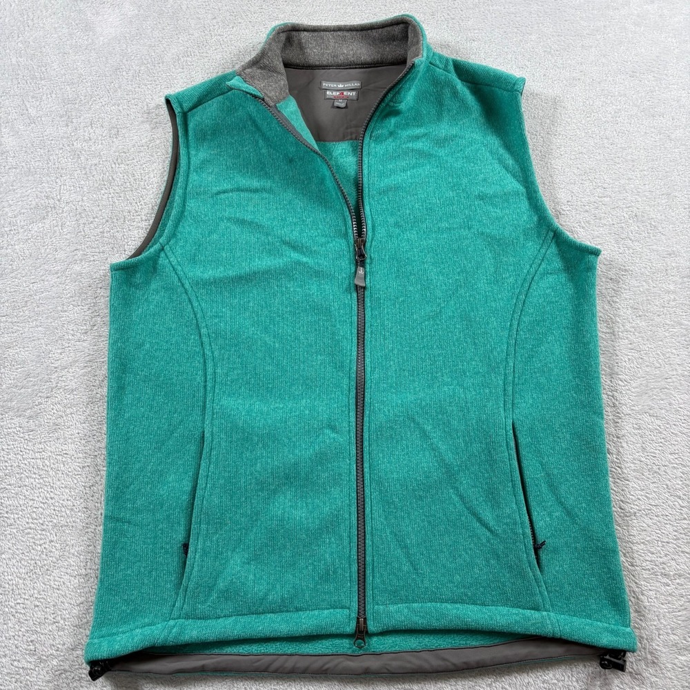 Peter Millar Element 4 Warmth Golf Vest Mens Medium Aqua Green Winter Full‎ Zip